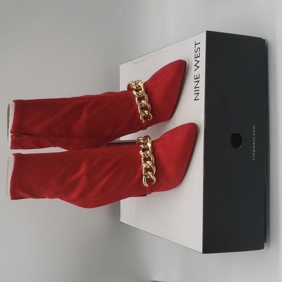 882- NINE WEST Women's Timbaa2 Ankle Boots Size 7.5 Red Color NWT - Picture 8 of 8